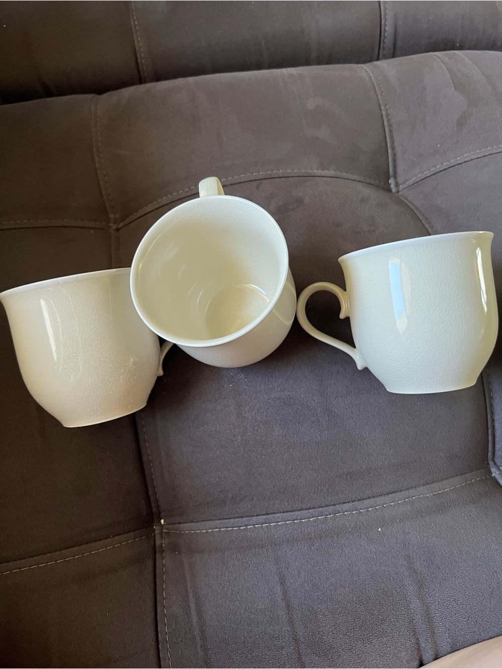 White Ceramic Mugs - Set of 3